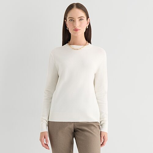 Worthington Womens Crew Neck Long Sleeve Pullover Sweater In White