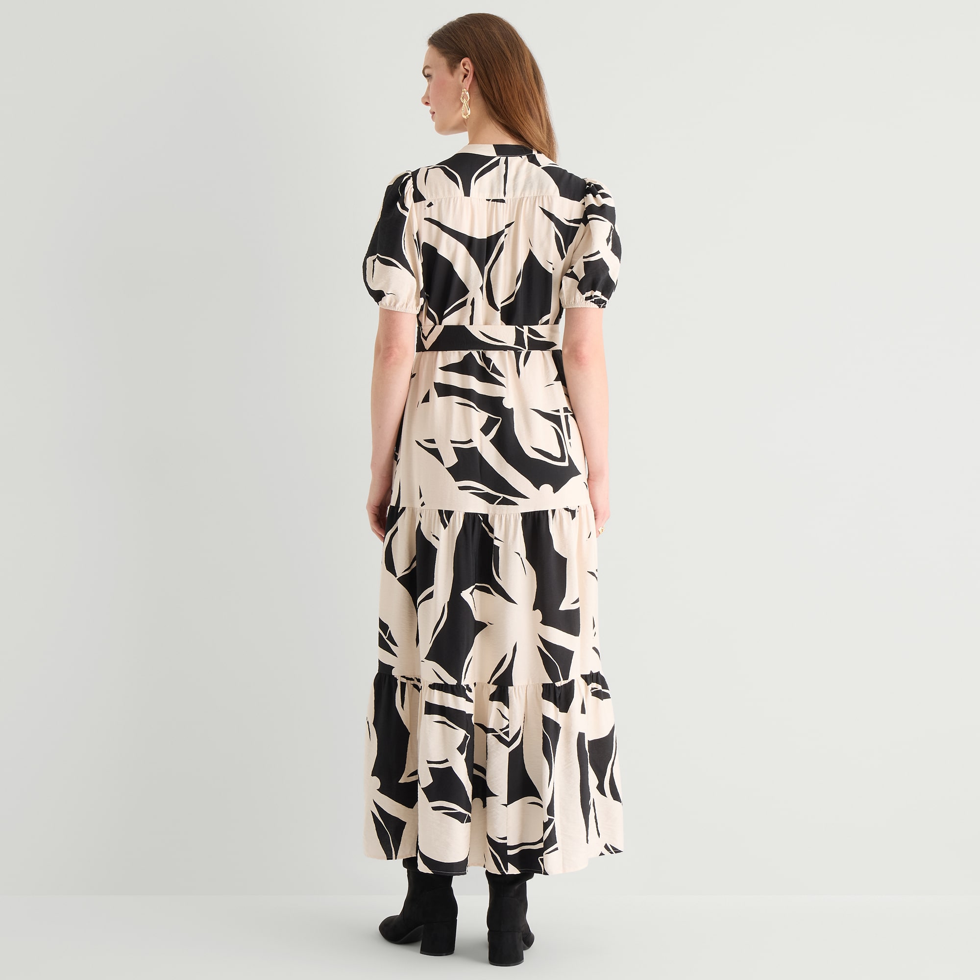 MSK Womens V Neck Short Sleeve Puffed Maxi Dress