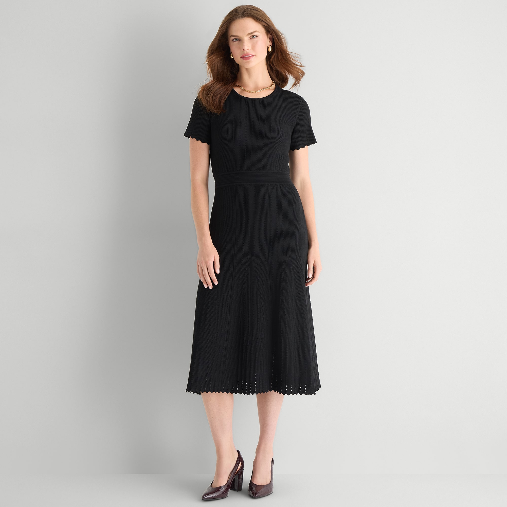 MSK Womens Short Sleeve Midi Sweater Dress
