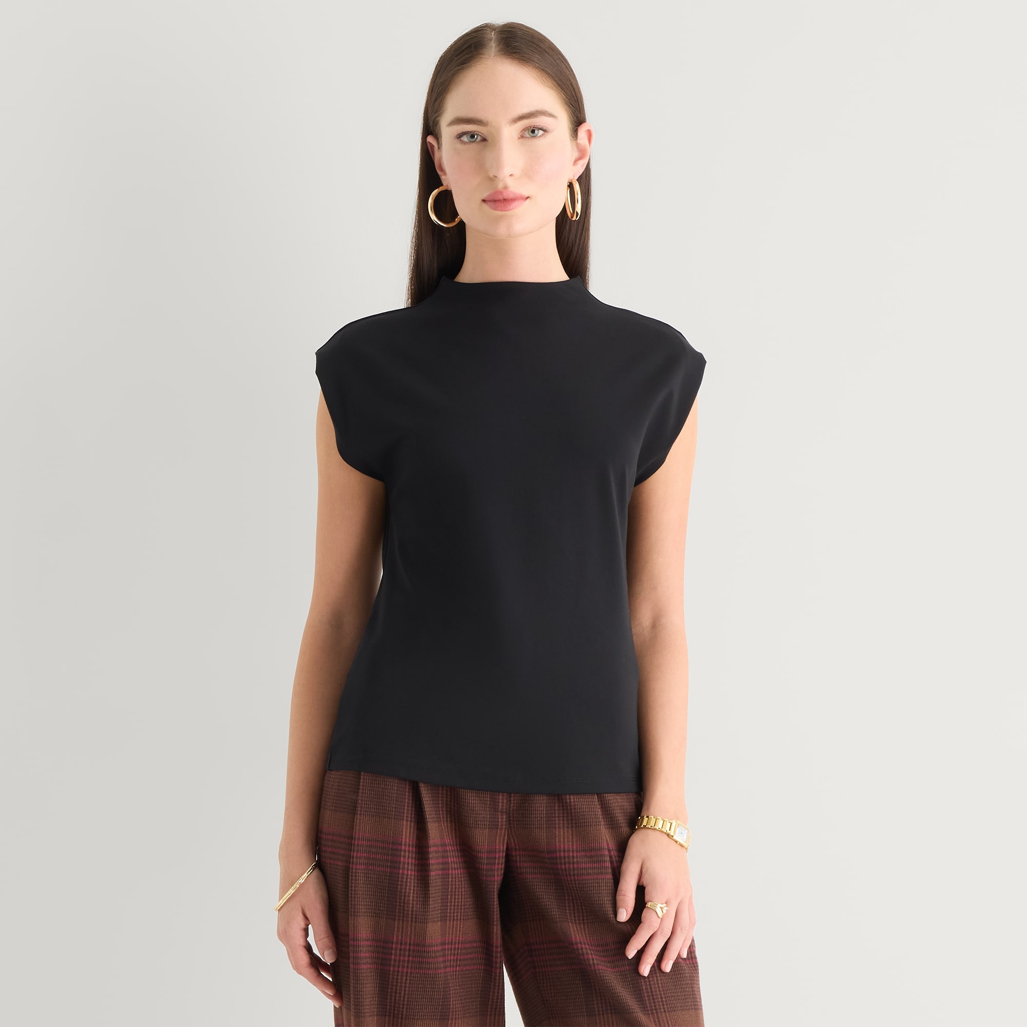 Worthington Womens Sleeveless Mock Neck Top