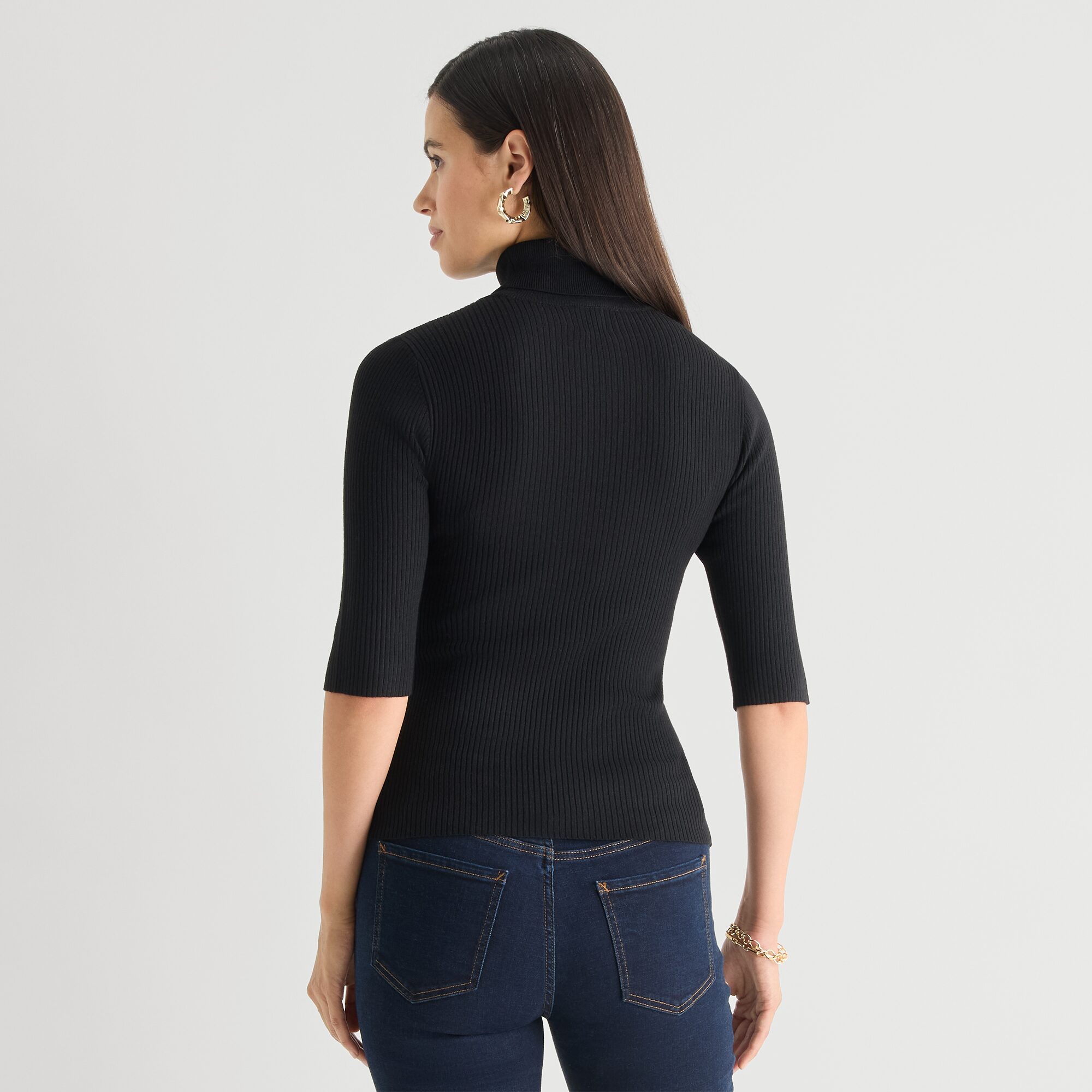 Worthington Womens Turtleneck Elbow Sleeve Pullover Sweater