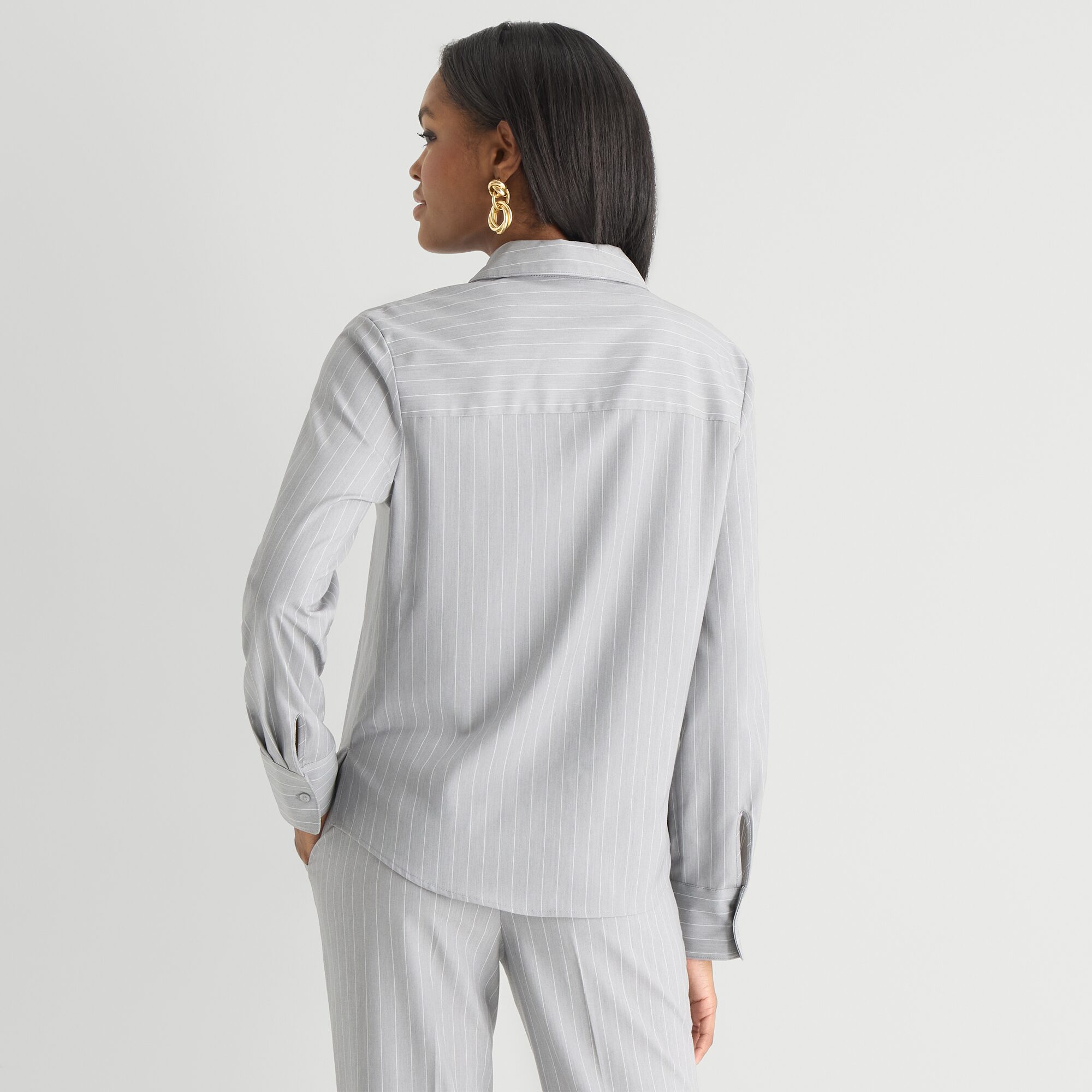 Worthington Womens Cuffed Long Sleeve Oversized Button-Down Shirt