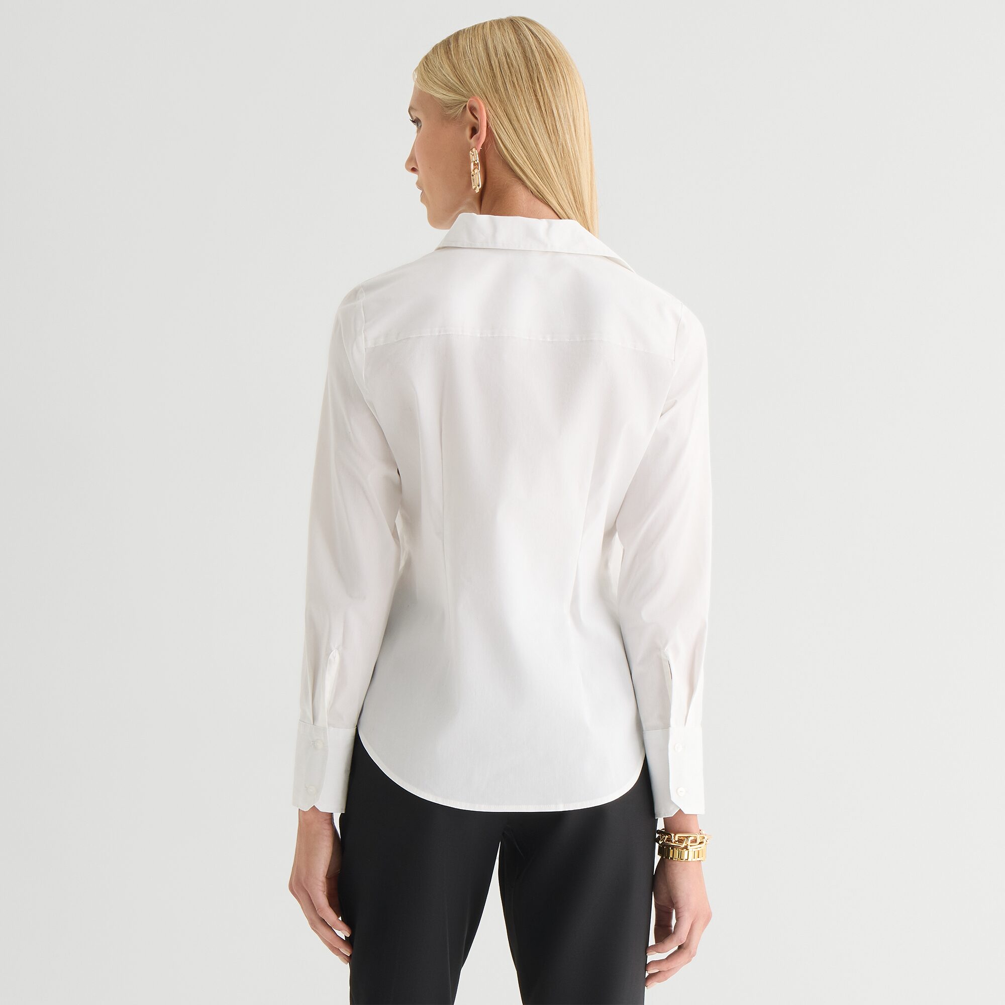 Worthington Womens Cuffed Long Sleeve Slim Fit Poplin Button-Down Shirt