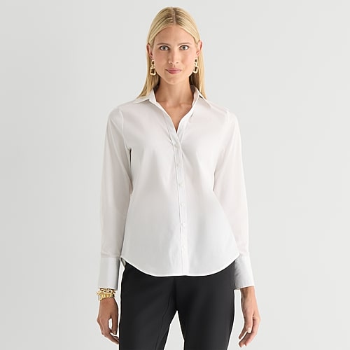 Worthington Womens Cuffed Long Sleeve Regular Fit Button-down Shirt In White