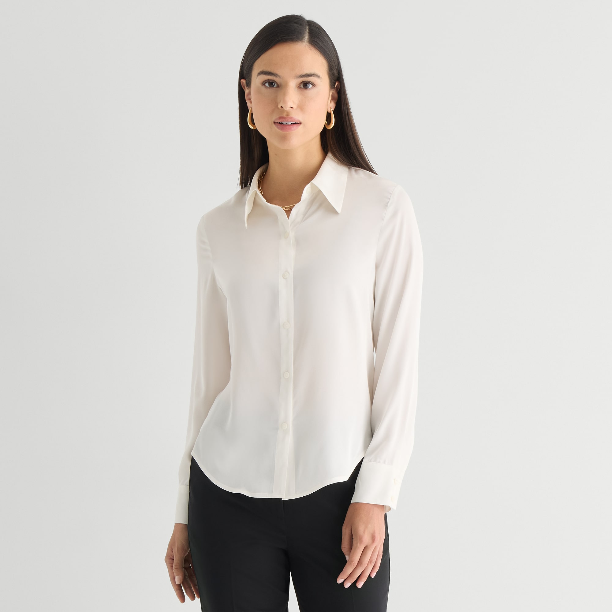 Worthington Womens Cuffed Long Sleeve Slim Fit Button-Down Shirt