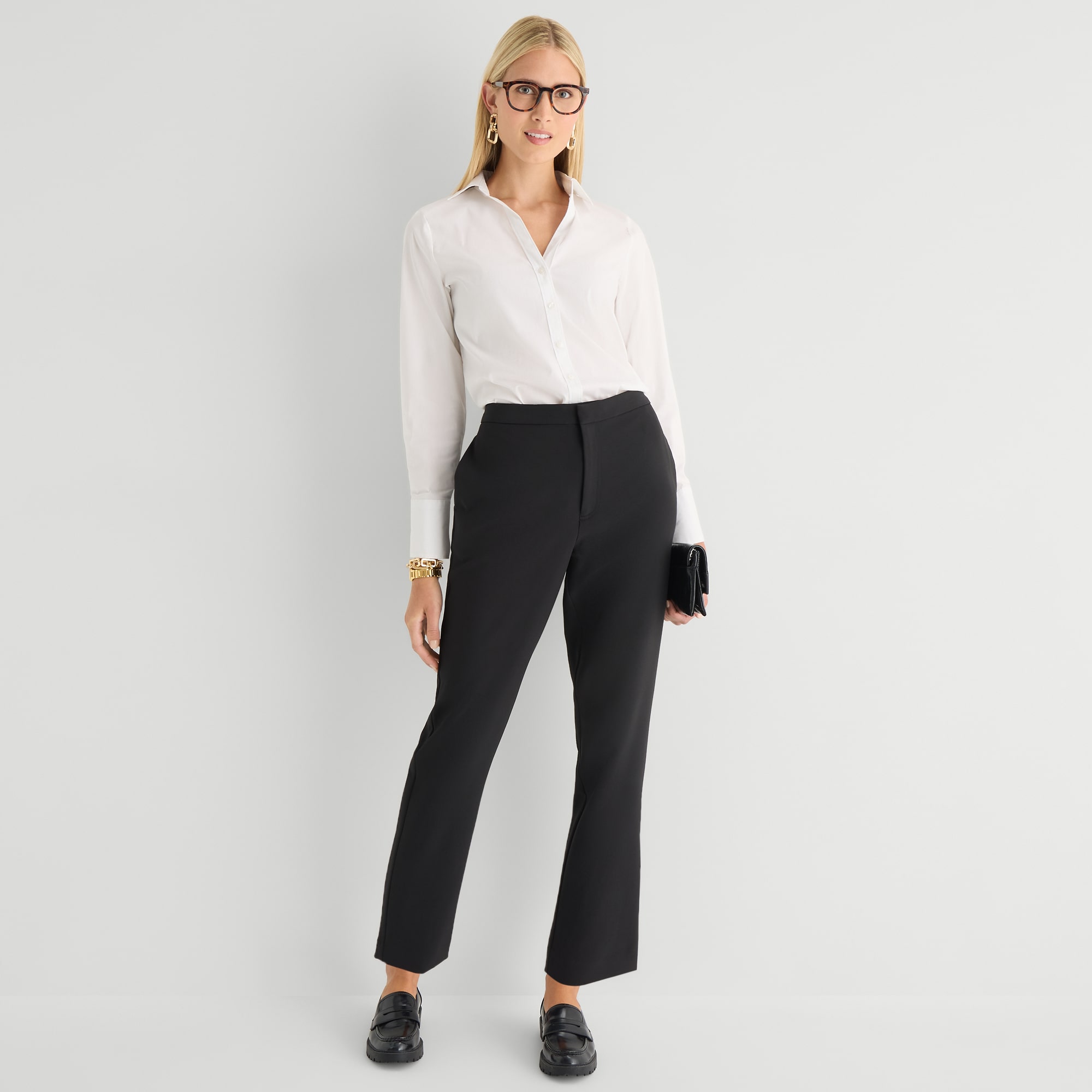 Worthington Womens Cuffed Long Sleeve Slim Fit Poplin Button-Down Shirt
