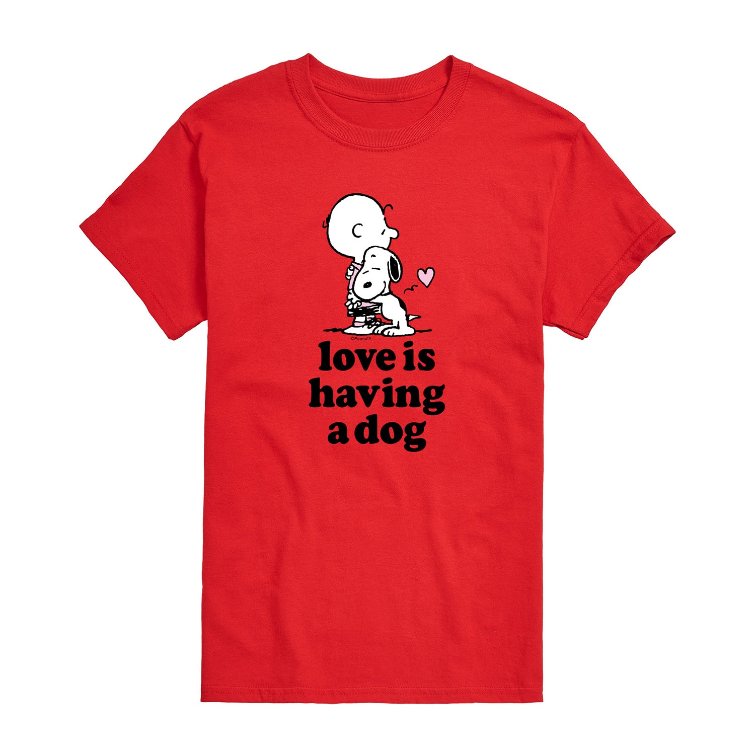 Love Is Having A Dog Mens Crew Neck Short Sleeve Regular Fit Peanuts Snoopy Big and Tall Graphic T-Shirt
