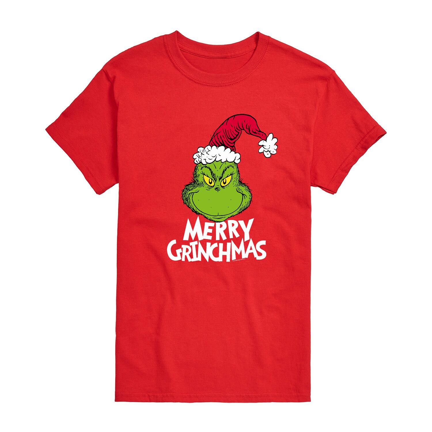 Merry Grinchmas Mens Crew Neck Short Sleeve Regular Fit Grinch Big and Tall Graphic T-Shirt