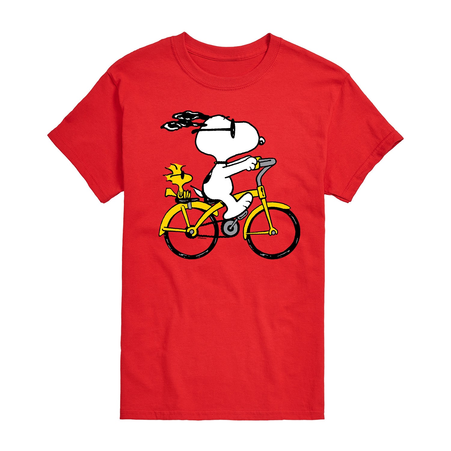 Riding Bike Mens Crew Neck Short Sleeve Regular Fit Peanuts Snoopy Big and Tall Graphic T-Shirt