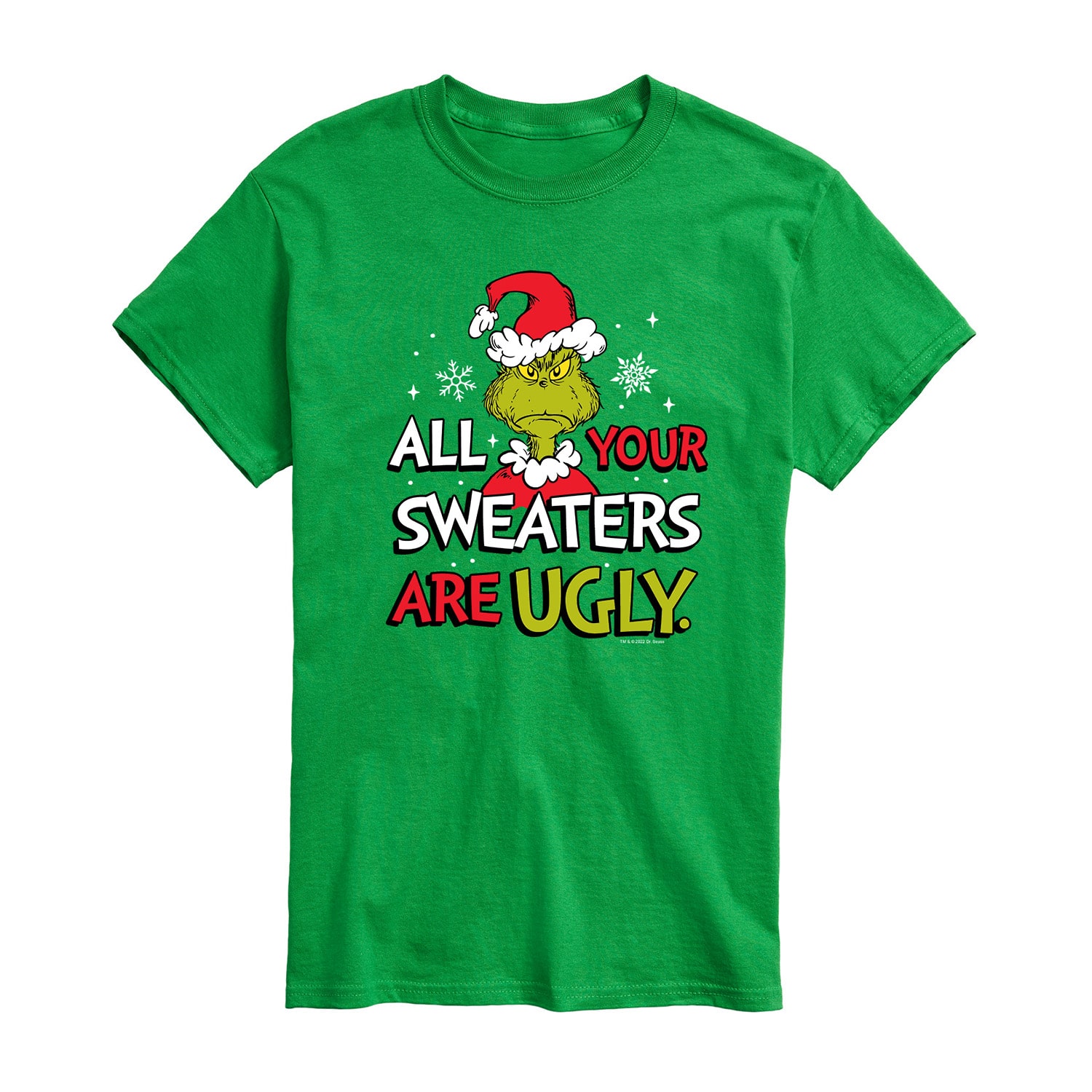 All Your Sweaters Are Ugly Mens Crew Neck Short Sleeve Regular Fit Grinch Big and Tall Graphic T-Shirt
