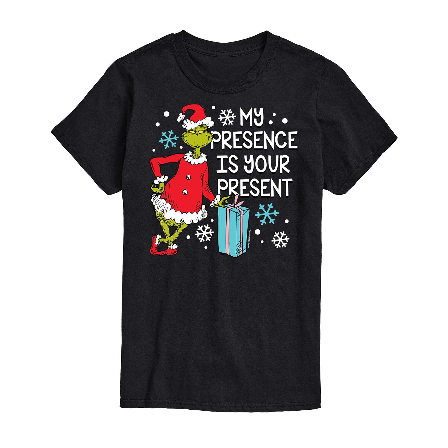 My Presence Is Your Present Mens Crew Neck Short Sleeve Regular Fit Grinch Big and Tall Graphic T-Shirt