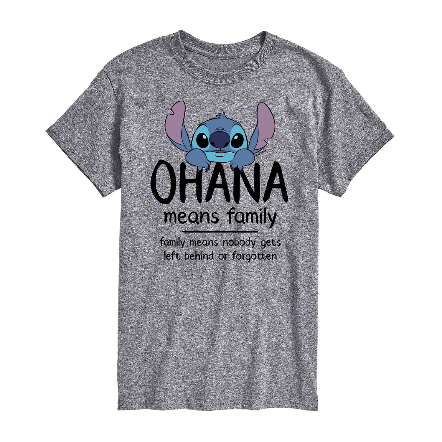 Ohana Means Family Mens Crew Neck Short Sleeve Regular Fit Lilo & Stitch Big and Tall Graphic T-Shirt