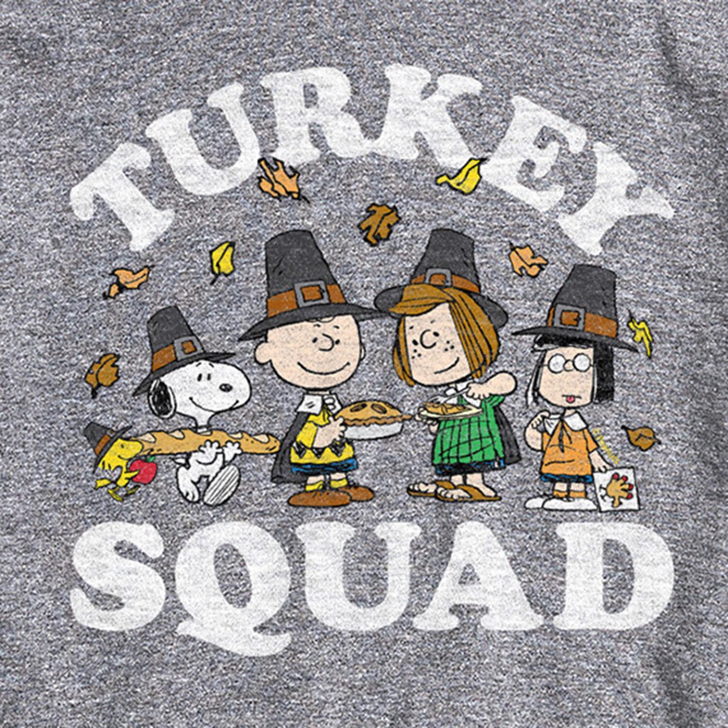 Turkey Squad Distressed Mens Crew Neck Short Sleeve Regular Fit Peanuts Snoopy Big and Tall Graphic T-Shirt