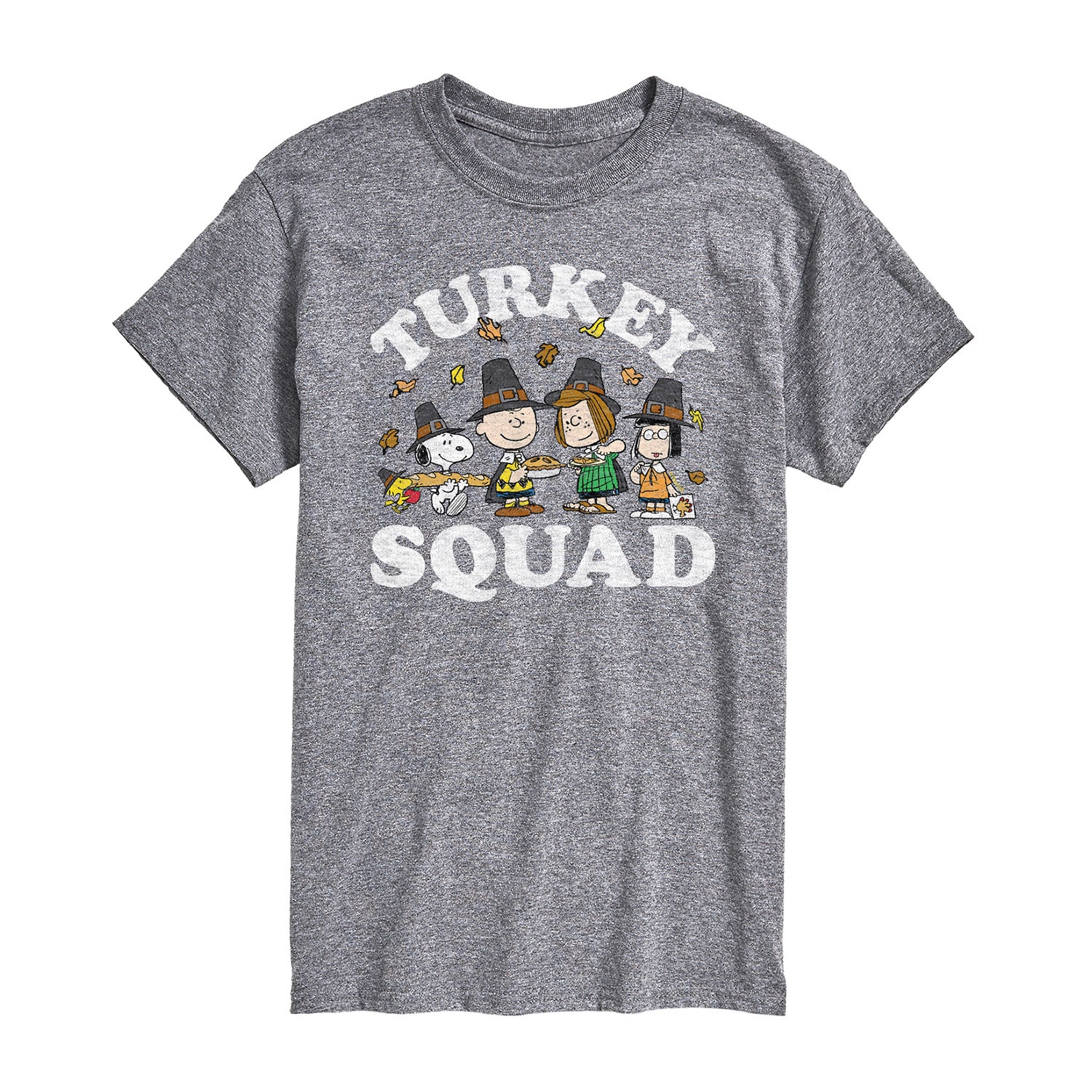 Turkey Squad Distressed Mens Crew Neck Short Sleeve Regular Fit Peanuts Snoopy Big and Tall Graphic T-Shirt