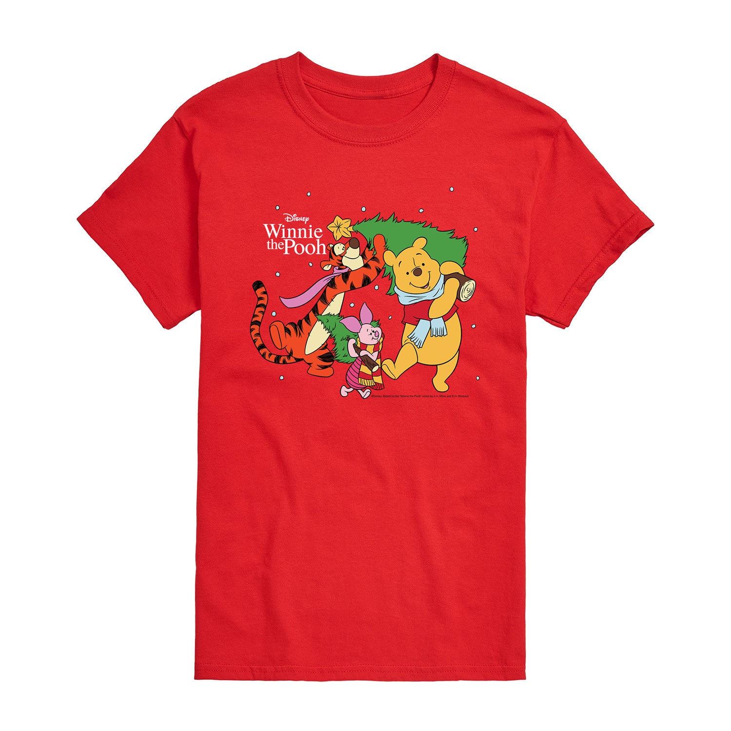 Christmas Trees Mens Crew Neck Short Sleeve Regular Fit Winnie The Pooh Big and Tall Graphic T-Shirt