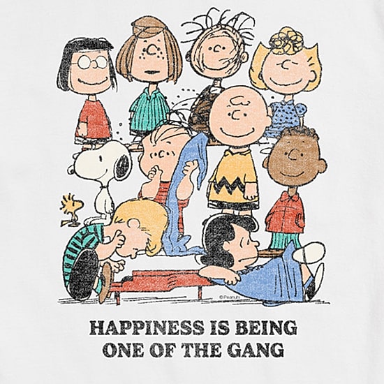 One Of The Gang Distressed Mens Crew Neck Short Sleeve Regular Fit Peanuts Snoopy Big and Tall Graphic T-Shirt