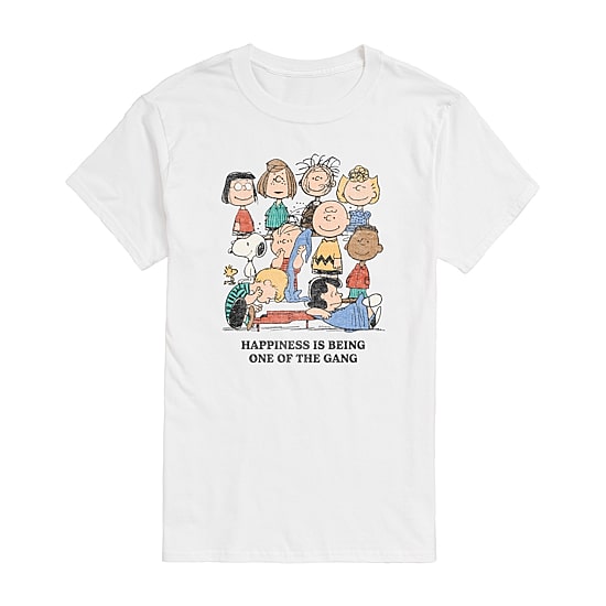 One Of The Gang Distressed Mens Crew Neck Short Sleeve Regular Fit Peanuts Snoopy Big and Tall Graphic T-Shirt