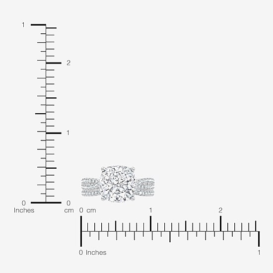 (F-G/ Vs2-Si1) Womens 6 1/2 Ct. T.W. Lab Grown White Diamond 10K Gold Cushion Side Stone Bridal Set
