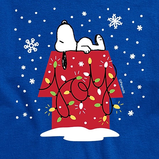 Joy Christmas Lights Mens Crew Neck Short Sleeve Regular Fit Peanuts Snoopy Big and Tall Graphic T-Shirt