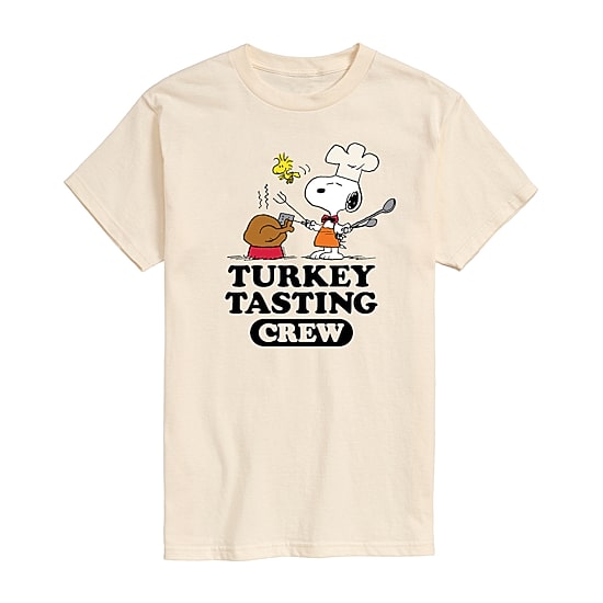 Turkey Tasting Crew Mens Crew Neck Short Sleeve Regular Fit Peanuts Snoopy Big and Tall Graphic T-Shirt