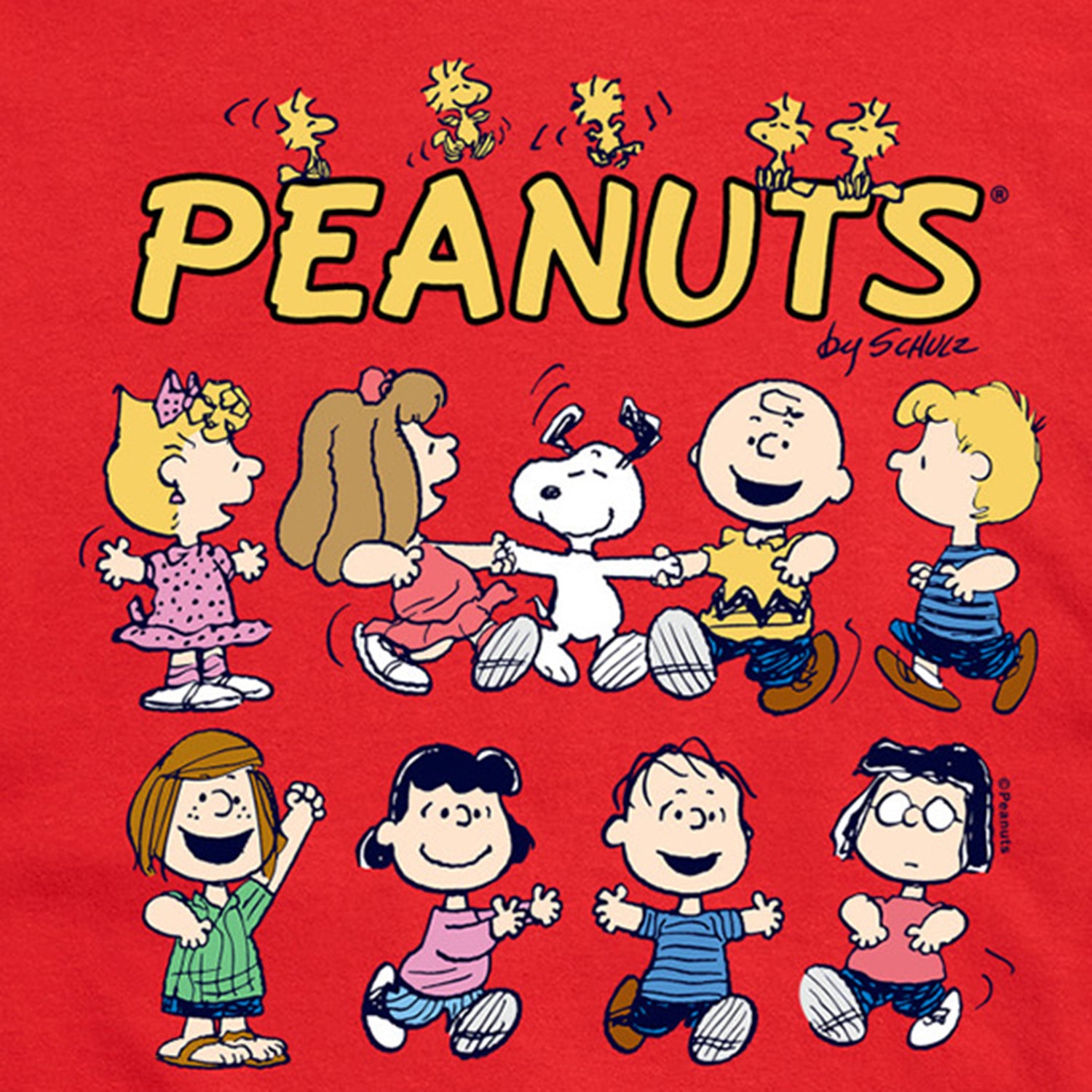 Friends Dancing Mens Crew Neck Short Sleeve Regular Fit Peanuts Big and Tall Graphic T-Shirt