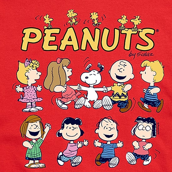 Friends Dancing Mens Crew Neck Short Sleeve Regular Fit Peanuts Big and Tall Graphic T-Shirt