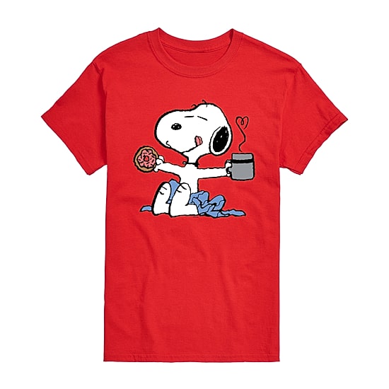 Donut Coffee Mens Crew Neck Short Sleeve Regular Fit Peanuts Snoopy Big and Tall Graphic T-Shirt