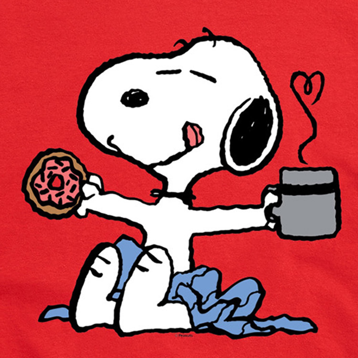 Donut Coffee Mens Crew Neck Short Sleeve Regular Fit Peanuts Snoopy Big and Tall Graphic T-Shirt