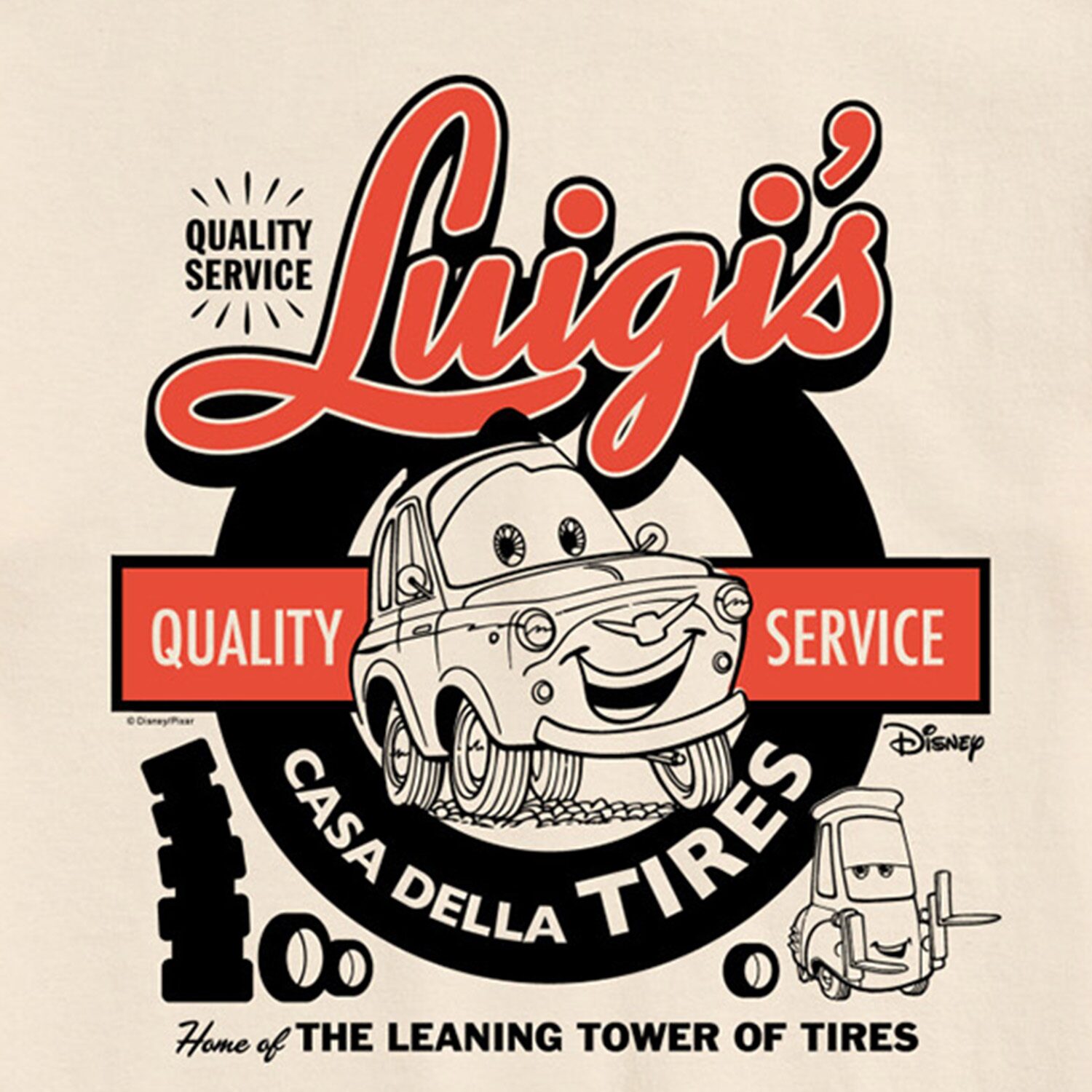Luigi'S Casa Della Tires Mens Crew Neck Short Sleeve Regular Fit Cars Big and Tall Graphic T-Shirt