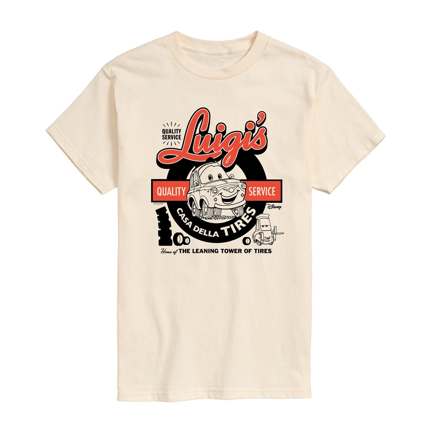 Luigi'S Casa Della Tires Mens Crew Neck Short Sleeve Regular Fit Cars Big and Tall Graphic T-Shirt