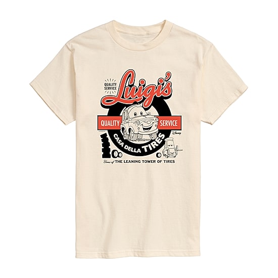 Luigi'S Casa Della Tires Mens Crew Neck Short Sleeve Regular Fit Cars Big and Tall Graphic T-Shirt