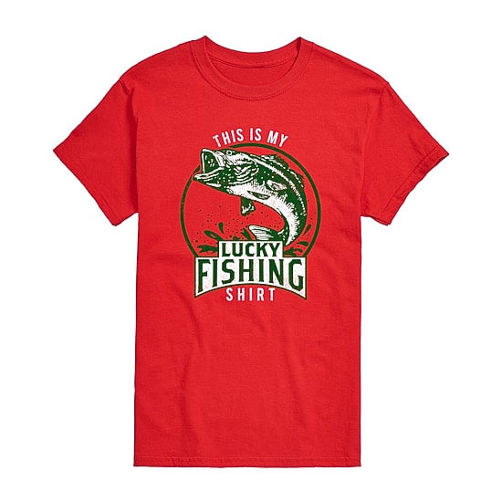 Lucky Fishing Shirt Distressed Mens Crew Neck Short Sleeve Regular Fit Big and Tall Graphic T-Shirt