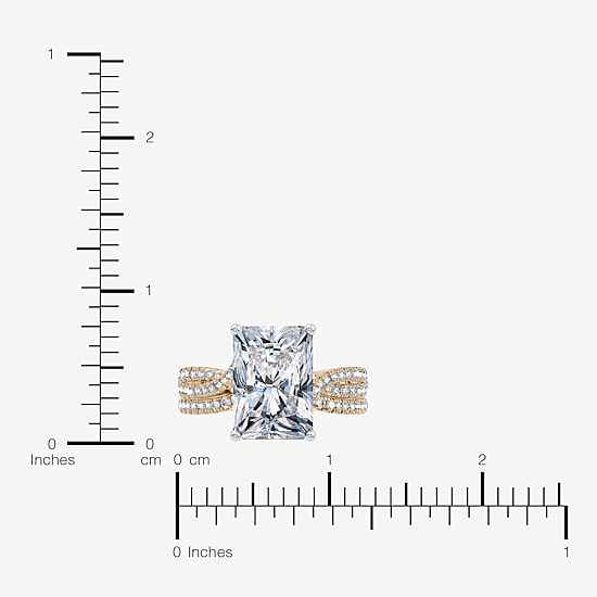 (F-G/ Vs2-Si1) Womens 5 1/2 CT. T.W. Lab Grown White Diamond 10K Gold Rectangular Side Stone Bridal Set