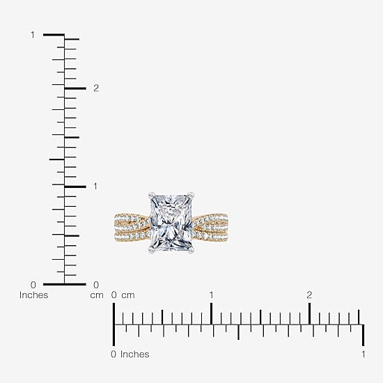 (F-G/ Vs2-Si1) Womens 4 1/2 CT. T.W. Lab Grown White Diamond 10K Gold Rectangular Side Stone Bridal Set