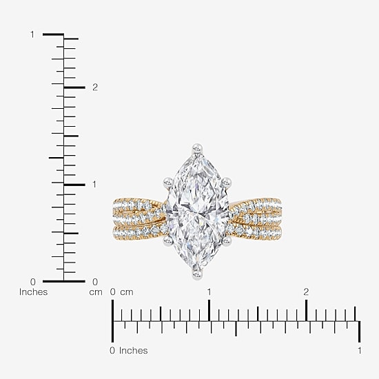 (F-G/ Vs2-Si1) Womens 4 1/2 CT. T.W. Lab Grown White Diamond 10K Gold Marquise Side Stone Bridal Set