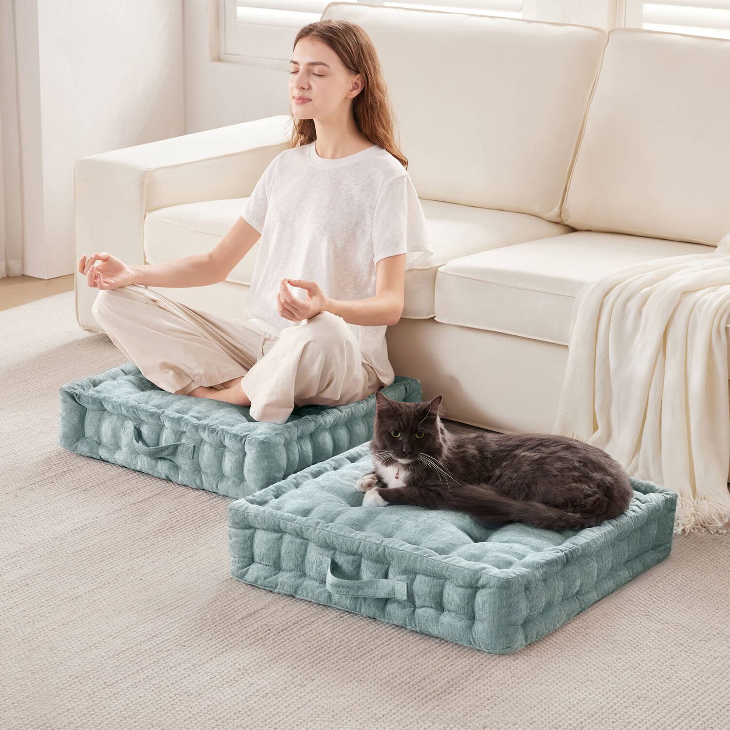 Intelligent Design Charvi Poly Chenille Square Floor Pillow