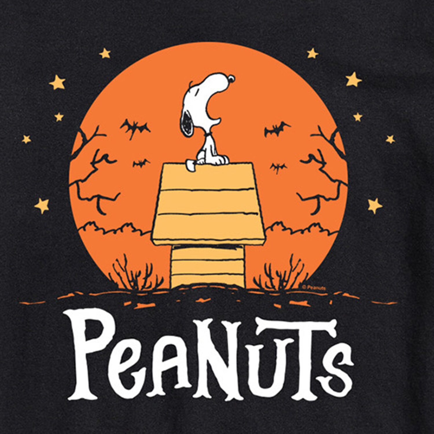Halloween Howling Mens Crew Neck Short Sleeve Regular Fit Peanuts Snoopy Big and Tall Graphic T-Shirt