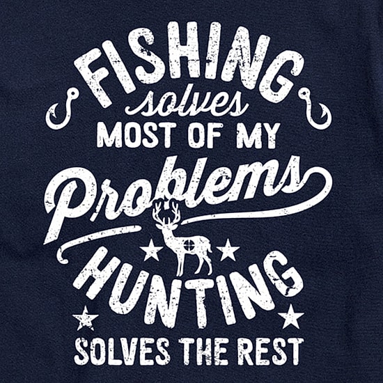 Fishing Solves Most My Problems Distressed Mens Crew Neck Short Sleeve Regular Fit Big and Tall Graphic T-Shirt