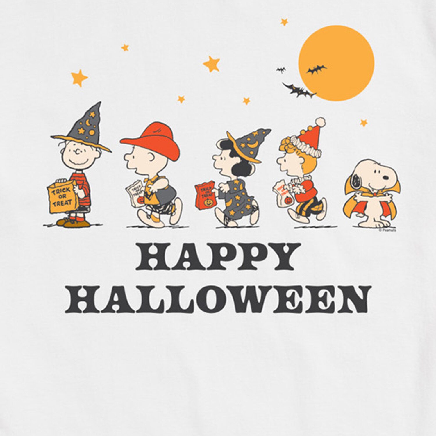Retro Halloween Group Mens Crew Neck Short Sleeve Regular Fit Peanuts Snoopy Big and Tall Graphic T-Shirt