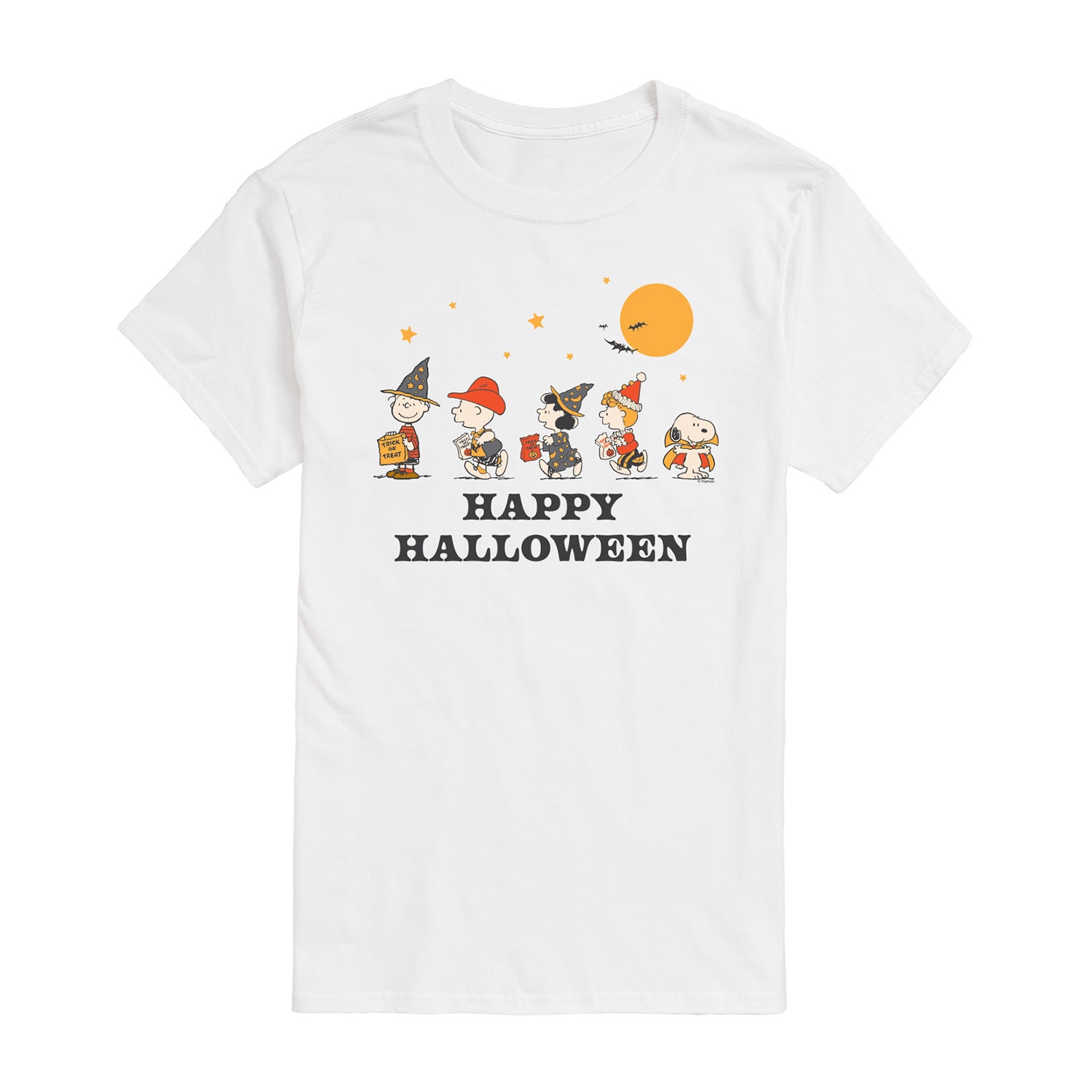 Retro Halloween Group Mens Crew Neck Short Sleeve Regular Fit Peanuts Snoopy Big and Tall Graphic T-Shirt