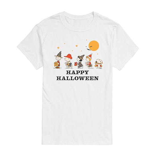 Retro Halloween Group Mens Crew Neck Short Sleeve Regular Fit Peanuts Snoopy Big and Tall Graphic T-Shirt