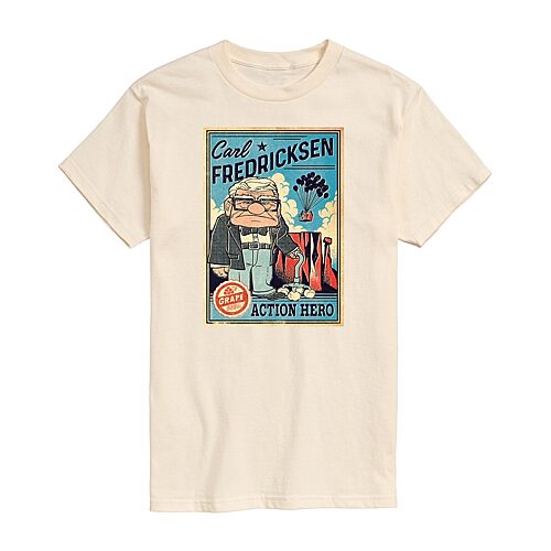 Carl Action Hero Mens Crew Neck Short Sleeve Regular Fit Big and Tall Graphic T-Shirt, 3x-large, Beige