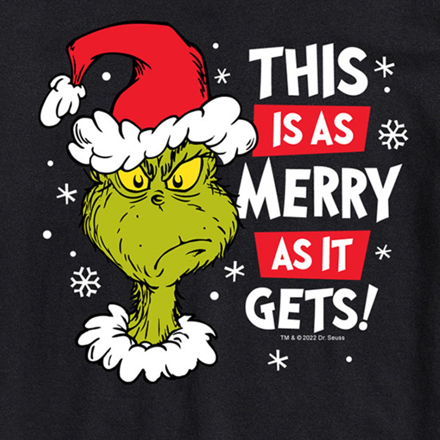 Christmas Merry As It Gets Mens Crew Neck Short Sleeve Regular Fit Grinch Big and Tall Graphic T-Shirt