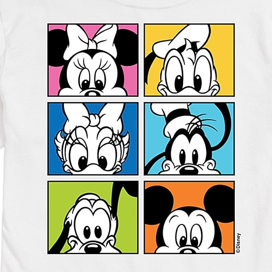 Face Grid Mens Crew Neck Short Sleeve Regular Fit Mickey and Friends Big and Tall Graphic T-Shirt