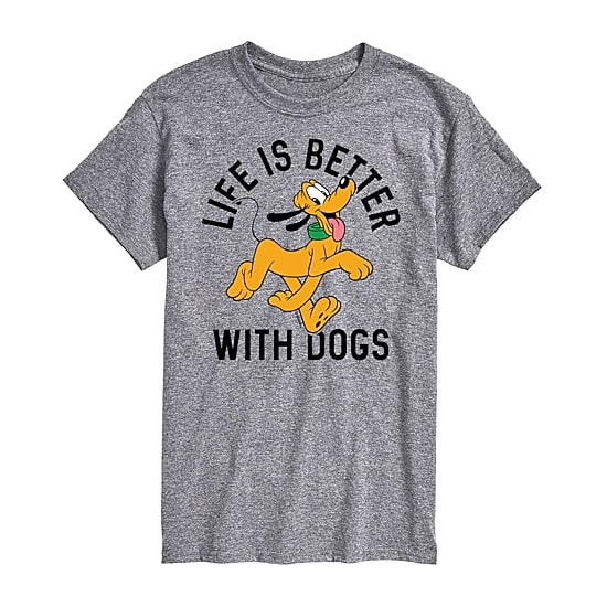 Life Is Better With Dogs Mens Crew Neck Short Sleeve Regular Fit Pluto Big and Tall Graphic T-Shirt