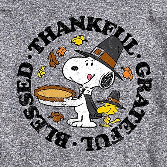 Thankful Grateful Blessed Distressed Mens Crew Neck Short Sleeve Regular Fit Peanuts Snoopy Big and Tall Graphic T-Shirt