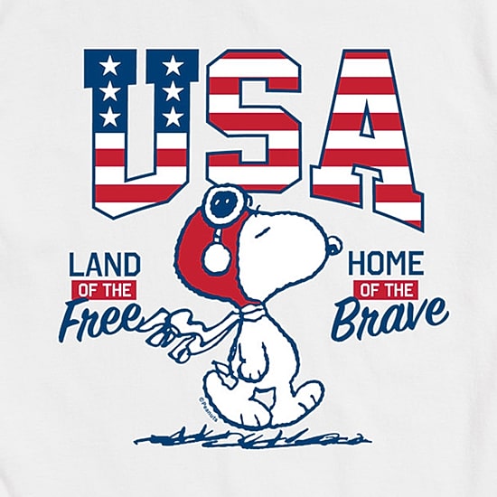 Usa Free Brave Mens Crew Neck Short Sleeve Regular Fit Peanuts Snoopy Big and Tall Graphic T-Shirt