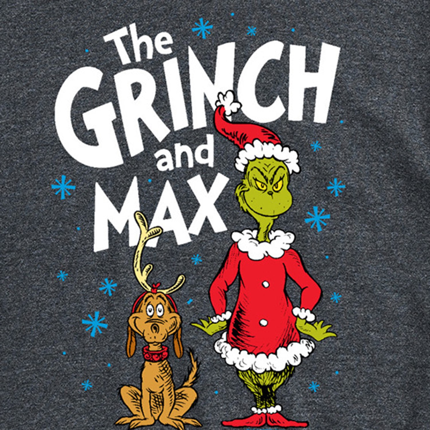 Max The Dog and Santa Mens Crew Neck Short Sleeve Regular Fit Grinch Big Tall Graphic T-Shirt