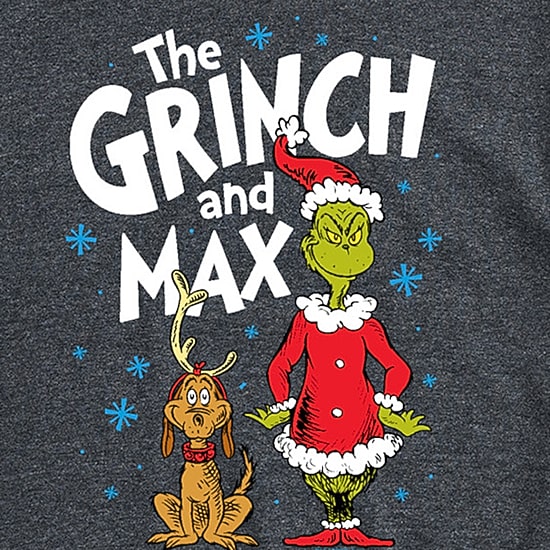 Max The Dog And Santa Mens Crew Neck Short Sleeve Regular Fit Grinch Big and Tall Graphic T-Shirt