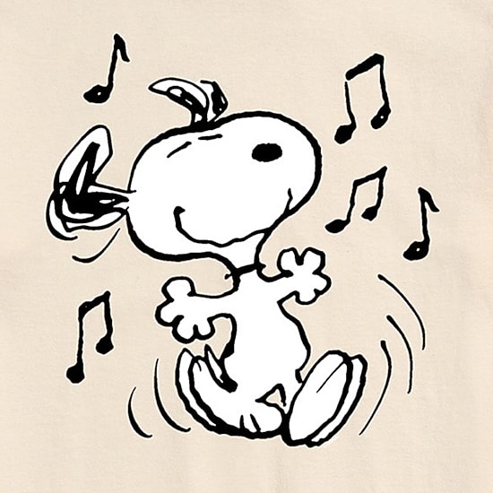 Dancing Music Notes Mens Crew Neck Short Sleeve Regular Fit Peanuts Snoopy Big and Tall Graphic T-Shirt
